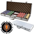 Poker chips set with aluminum chip case - 500 Full Color 8 Stripe chips
